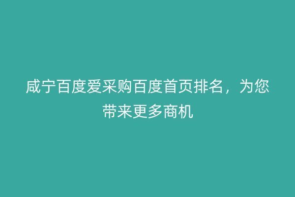 咸宁百度爱采购百度首页排名，为您带来更多商机