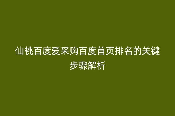 仙桃百度爱采购百度首页排名的关键步骤解析