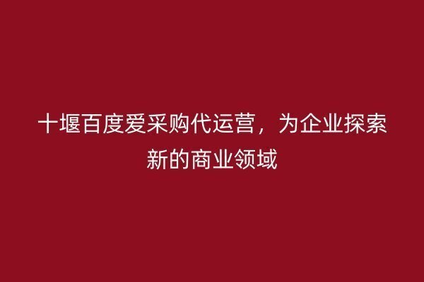 十堰百度爱采购代运营，为企业探索新的商业领域